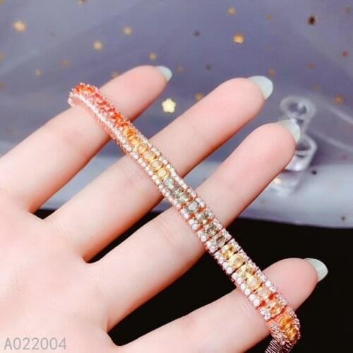 KJJEAXCMY Fine Jewelry 925 Sterling Silver inlaid colored sapphire women hand bracelet noble support detection