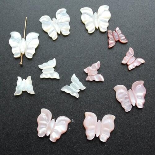 5pcs /bag natural shell white butterfly shell pink shell carved butterfly loose beads DIY hair clip bracelet earring accessories