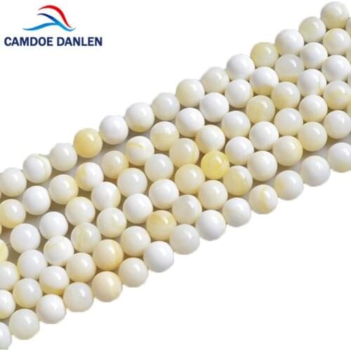 CAMDOE DANLE Natural Shell Beads Gold Texture Tridacna Loose Beads 6 8 10 12MM Fit DIY Bracelet Necklace For Jewelry Making