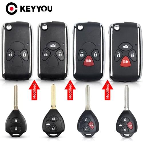 KEYYOU 2/3/4 Button Modified Flip Car Remote Key Case For Toyota Avlon Crown Corolla Camry RAV4 Reiz Yaris Prado Key Shell Toy43