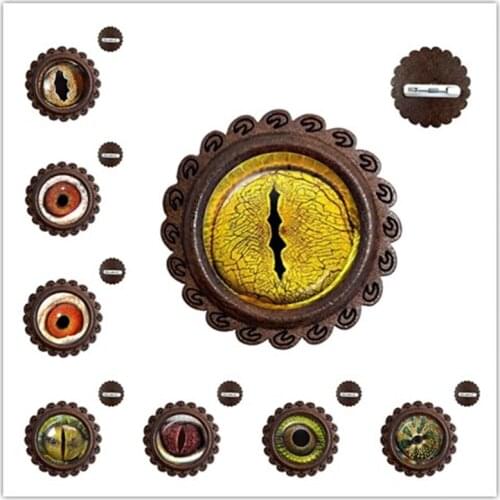 Dragon Snake Owl Cat Tiger Wood Brooch Fiery Dragon Jewelry Glass Cabochon Animal Eyes Collar Pins For Women Men Gift