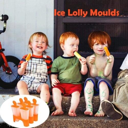 Ice Lolly Moulds Reusable DIY Frozen Ice Cream Mold With Lid Orange PP High Quality Ice Cream Making Mould