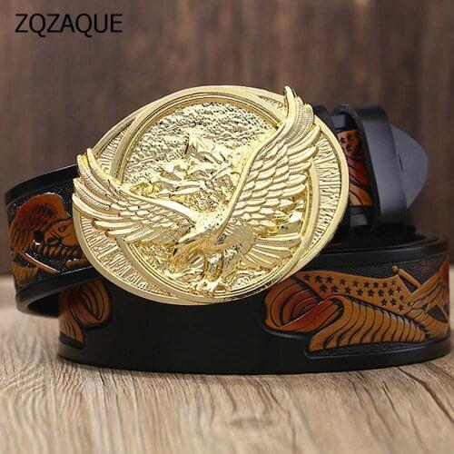 Quality Guaranteed! Mens Luxury Straps 3D Embossed Eagle Pattern Pure Cow Leather Belts Gifts For Lover Designer Girdles YJ10-3