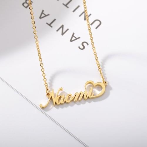 Personalized Heart Name Necklace Gold Color Stainless Steel Custom Necklaces For Women Nameplate Pendant Choker BFF Jewelry Gift