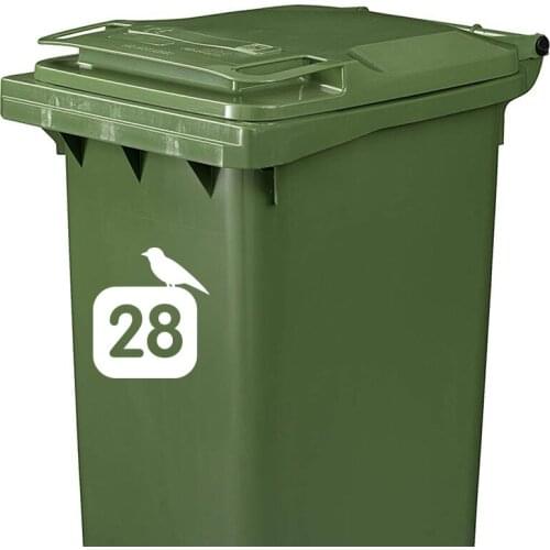Custom Street Number Bird Trash Can Rubbish Bin Sticker Decal Vinyl Garage Home Decor
