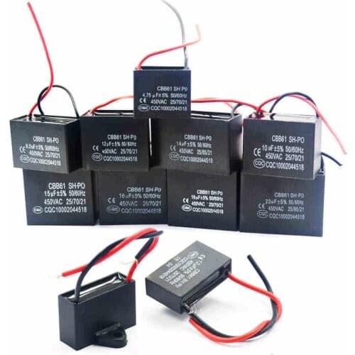 CBB61 450V 1uF~6uF Terminal Ceiling Fan Motor Running Rectangle Capacitor