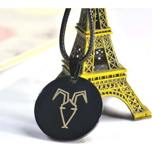 Creative 12 Constellation Zodiac Sign Necklace Pick Stainless Steel Pendants Black Rope Necklaces For Women Men Jewerly