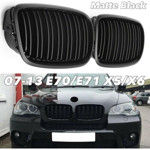 Matte Black Front Bumper Dual Slat Front Kidney Grill Grille For BMW X5 X6 E70 E71 2007-2014 High Quality Car Accessories