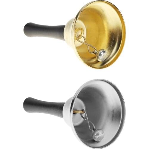2 Colors Metal Hand Bell Gold Silver Christmas Xmas Necessity New Year Party Celebrate Rattle Tool Decoration Supplies Accessory