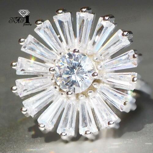 YaYI Fine Jewelry Fashion Princess Claw Set Cut White Cubic Zirconia Silver Color Engagement Wedding Party Leaves Gift Rings