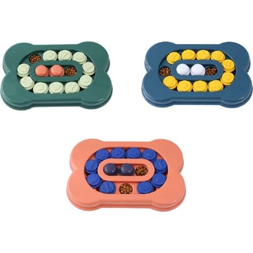 Educational Toy Tray Dog Feeder Slow Eating Pet Bowl Plate Interactive Orbital Foraging Game Bone Shape Tray