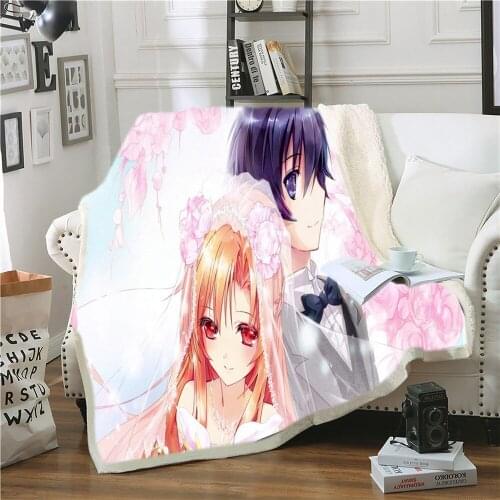 Sword Art Online 3D Printed Fleece Blanket for Beds Thick Quilt Fashion Bedspread Sherpa Throw Blanket Adults Kids
