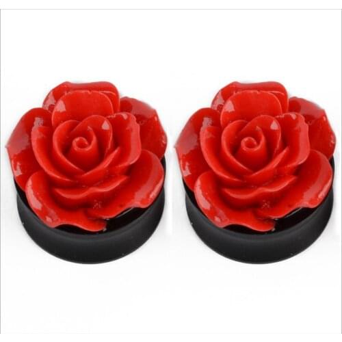 A pair Acrylic Flower Ear Plugs tunnels Retro ear expander body piercing jewelry