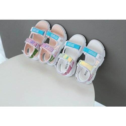 Girls Sandals 2021 New Fashion Soft-soled Beach Shoes Casual Western Style Girls Shoes Flats Cool Shoes Flats 26-35 Hot Children