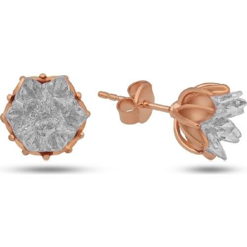 White Color 925 K Silver Lotus flower Earrings