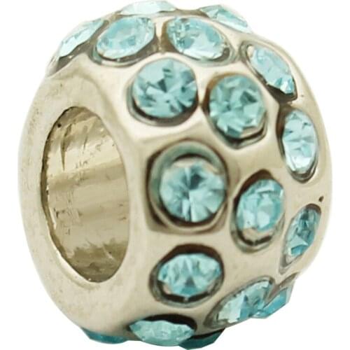 Slide charm Free shipping Childrens jewelry with beads blue sky crystal charm fit Pandora bracelet