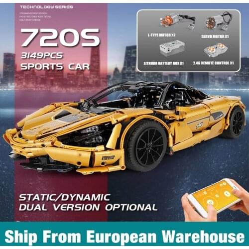 Mould King 13145 APP Motor Car Compatible 20087 MOC 720S Speed Race Car Model Building Blocks Bricks Kids Christmas Toys Gift