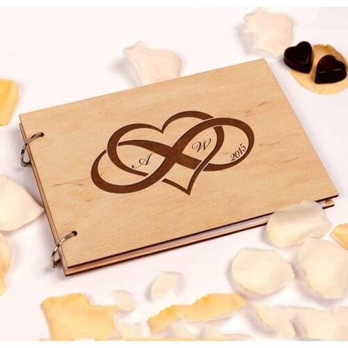 Heart Love Wedding Guest Book Shower Infinity Wedding Keepsake Wedding Guestbook Rustic Custom Bridal Wedding Notebook