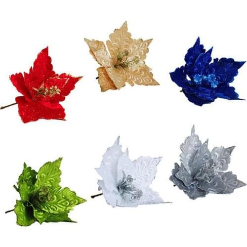 Cloth Artificial Flower Simulation Flowers Christmas Tree Decoration 28*28cm Home Party Wedding Festive Decor Christmas Flower