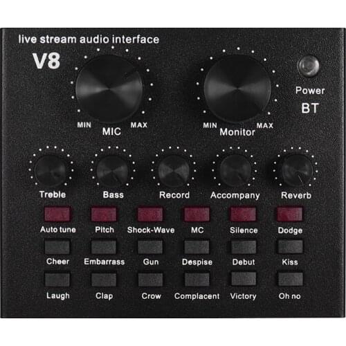 External Audio Mixing Sound Card USB Audio Interface BT Connection with for Singing Live Streaming Chating Music Recording