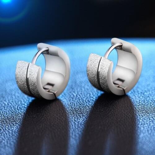 Golden earrings Women Men Fashion Frosted Earrings Stud Silver/Black Stainless Steel Material Trendy Style Stud Earrings Jewelry