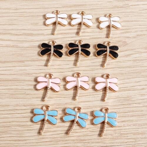 10pcs 13*16mm Alloy Enamel Dragonfly Charms Pendant for Jewelry Making Earrings Bracelet Necklace Accessories DIY Craft Findings
