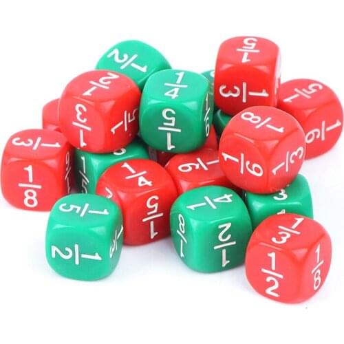 10 Pcs Fraction Dice 16*16mm Fractional Number Dice Kids Math Toys For Children Funny Dice Education Game Accessory