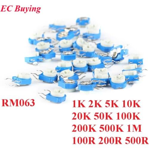 10pcs RM063 RM-063 1K 2K 5K 10K 20K 50K 100K 200K 500K 1M 100 200 500 Ohm Trimpot Trimmer Potentiometer Variable Resistor WH06