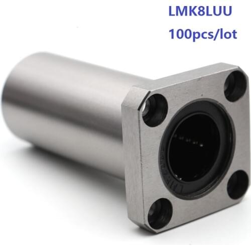 100pcs/lot LMK8LUU Long Type Rectangular Flange Linear Bearing CNC Linear Bush for 3D printer parts