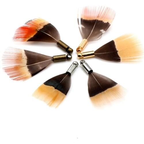 12pcs 25MM Natural Red Head Feathers Women Necklace Earrings Tassels DIY Jewelry Making Delicate Pendants