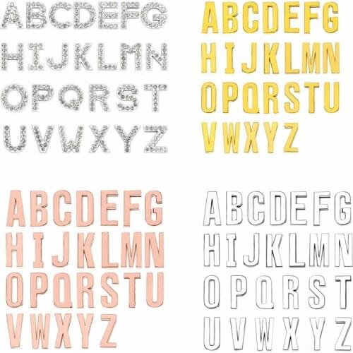 130pcs 18mm Rhinestone A-Z Slide Letters Fit 18mm Pet Collar Wristbands DIY Accessories