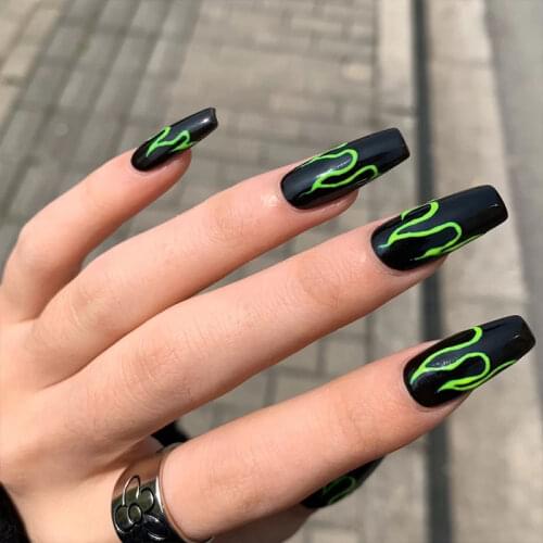 24Pcs French Tips Fake Nails With 24Pcs Glue Sticker Nail Tips Press On Nails Ballerina Artifical Nails False Nails With Design