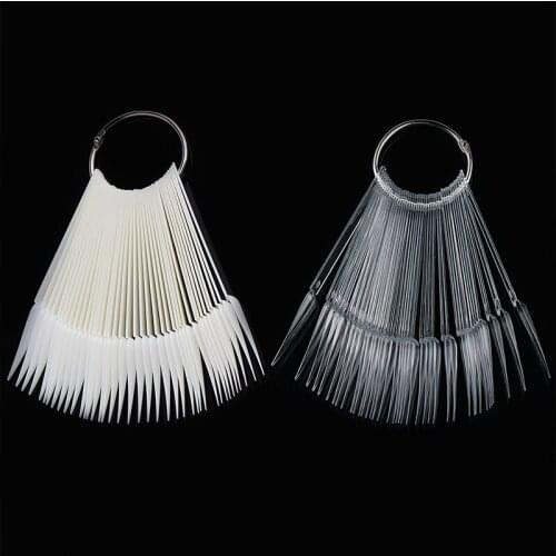40pcs Clear/Nature Sharp Long Nail Art False Tips Color Display Board Practice Card Salon Practice Display Tools