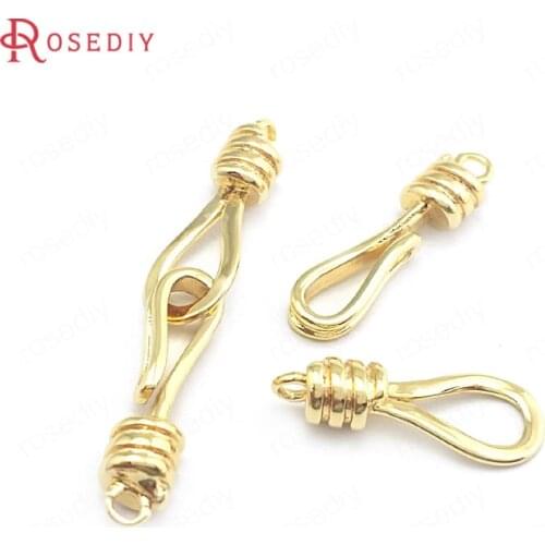40400)6 Sets Length 32.2MM 24K Gold Color Brass Necklace Bracelets Connect Clasps Jewelry Making Supplies Findings Accessories
