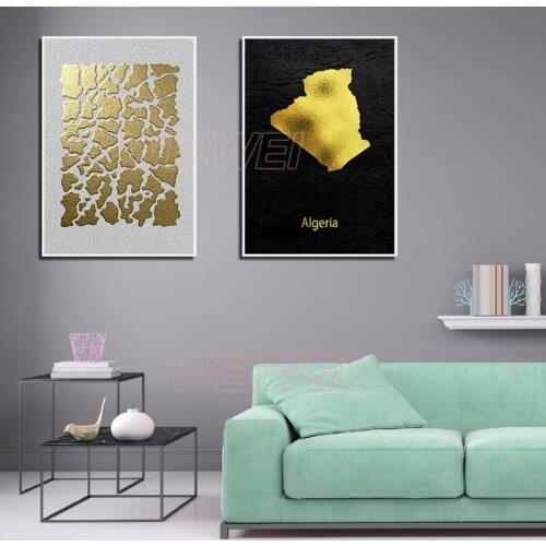 Abstract Painting Gold Film Like Map Poster Home Decoration Canvas Painting for Bedroom and Living Room Wall Art Decoration