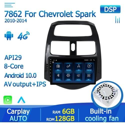 IPS Screen 2Din Android 10 Car Multimedia Dvd Player For CHEVROLET Spark Beat M300 2010 2011 2012-2014 GPS Radio Carplay Fan SWC