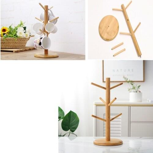 Bamboo Cup Holder Cups Stand Drainer Display Holder Water Cup Mount Stand Clip Shelf Drying Rack Shelf Table Clips Holder
