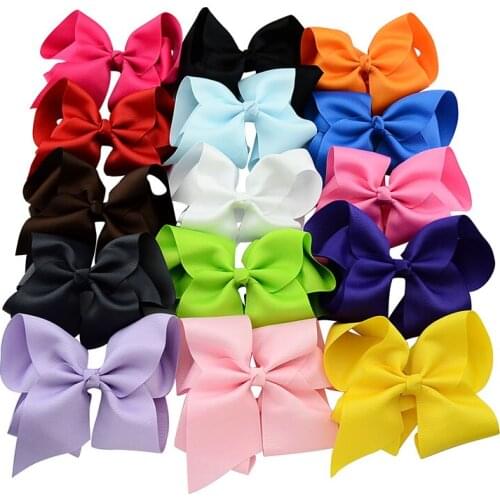 2Pcs/lot 40 Colors 6'' Grosgrain Ribbon Big Hair Bows With Clip For Girls Kids Gift Hair Clip Headwear Boutique Hair Accessories