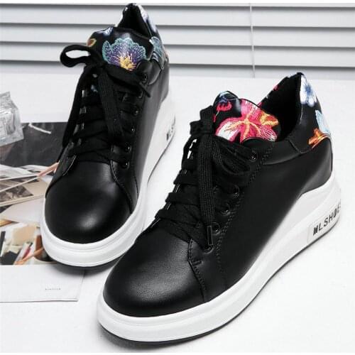 Travel Sport Shoes Women Lace Up Cow Leather Wedges High Heel Ankle Boots Female Round Toe Fashion Sneakers Casual Walking Shoes