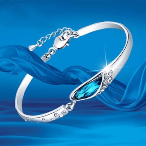 Beautiful Wedding Bangle Party Bracelet Crystal Chain Cuff Elegant Women Charm Jewellery