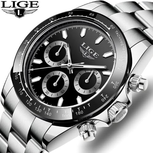 LIGE New Arrival Mens Watches Top Brand Fashion Diver Watch For Men Luxury Stainless Steel Quartz Date Wristwatch Dropshipping