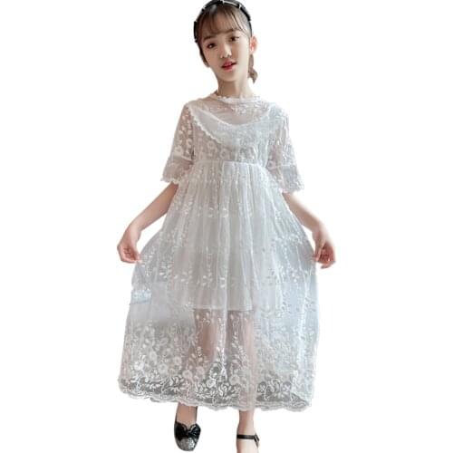 Kids Dresses For Girls Lace Floral Girl Dress Cute Style Children Dress Summer Girls Clothes 6 8 10 12 14