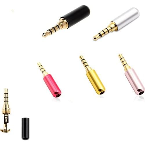 DIY Earphone 3.5mm 4 Pole Stereo Jack Gold Plated Headphone Repair Jack Adapter Metal Alloy Audio Wire Solder Connector