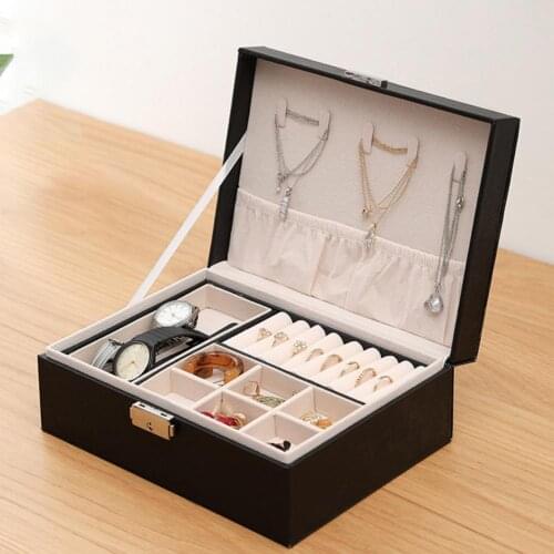3 Colors Convenient Strong Construction Double-layer Jewelry Case Long Lasting Jewelry Storage Case Durable for Necklace