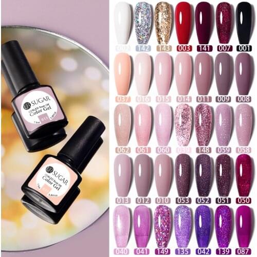 UR SUGAR Glitter Nude Purple Nail Gel Polish Champagne Gold Sequins Gel Varnish Semi Permanent Nail Art Polish Base Top Coat