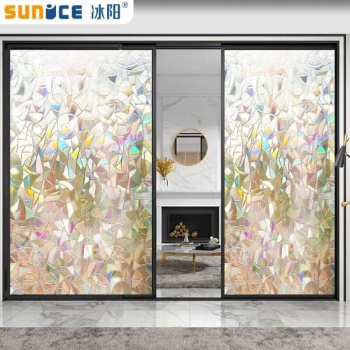 HOHOFILM 90cmx2500cm Roll Window Film 3D Fashine rainbow Static House Office Decor Removable Window Sticker Beautiful sticker