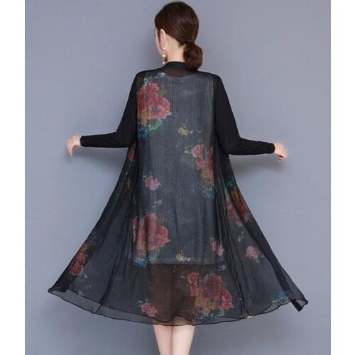 And Huinuote medium long Chiffon Tulle jacket with cardigan in summer