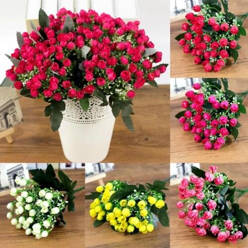 36 Heads/Bunch Artificial Silk Flowers Bunch Mini Rose Bud Fake Flowers Peonies Home Office Party Decor Garden Artificial Decor