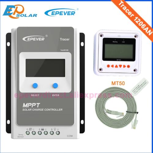 Controller 12V 10A MPPT Free Shipping EPEVER Battery Charger regulator MT50 Meter LCD display USB Cable Tracer1206AN