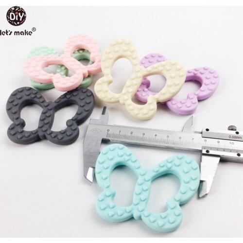 Lets make Silicone Butterfly Teether Chewable (20pc) Silicone Beads Pendant BPA Free Safe and Natual Nursing Necklace Teething